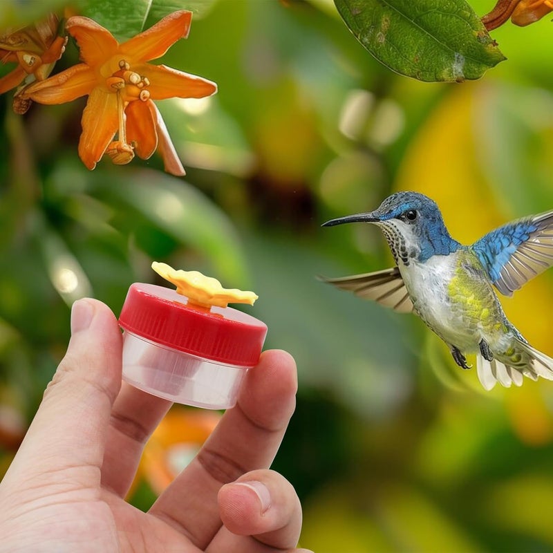 Feelorna Handheld Hummingbird Feeders, 4 Packs Plastic Flower Hand Hummingbird Feeders Wild Bird Feeders Mini Hummingbird Feeding Tools with 4Pcs Cleaning Brush (Handheld Hummingbird Feeders) - Image 5