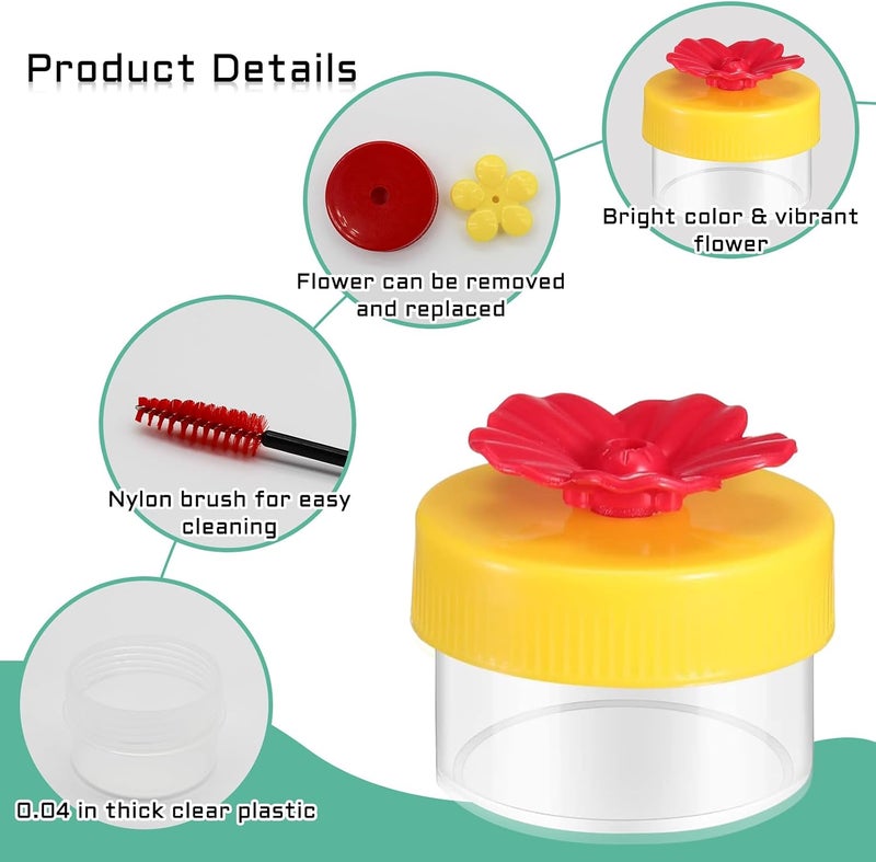 Feelorna Handheld Hummingbird Feeders, 4 Packs Plastic Flower Hand Hummingbird Feeders Wild Bird Feeders Mini Hummingbird Feeding Tools with 4Pcs Cleaning Brush (Handheld Hummingbird Feeders) - Image 3