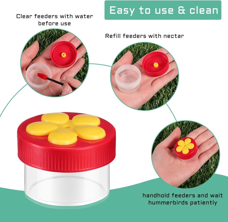 Feelorna Handheld Hummingbird Feeders, 4 Packs Plastic Flower Hand Hummingbird Feeders Wild Bird Feeders Mini Hummingbird Feeding Tools with 4Pcs Cleaning Brush (Handheld Hummingbird Feeders) - Image 4