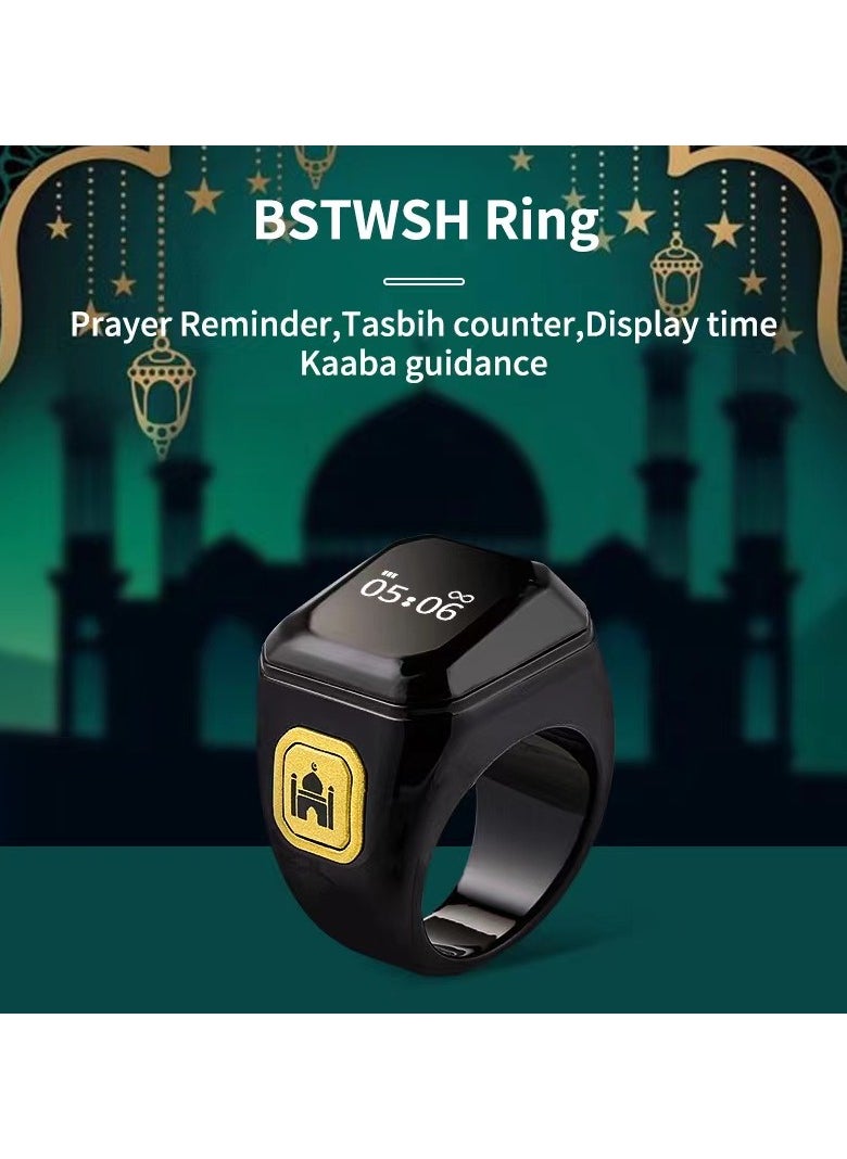 22mm Zikr Smart Ring, with Bluetooth connection, vibration reminder, Tasbih counter and 5 daily prayer reminders, specially designed for Middle Eastern Arab countries