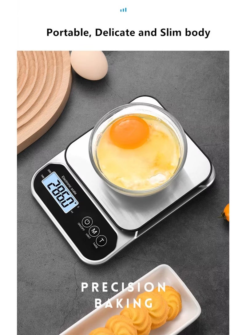ميزان مطبخ إلكتروني رقمي ستانلس بدقة 1 جرام – حمولة حتى 10 كجم مع شاشة LCD وإضاءة خلفية - Image 5