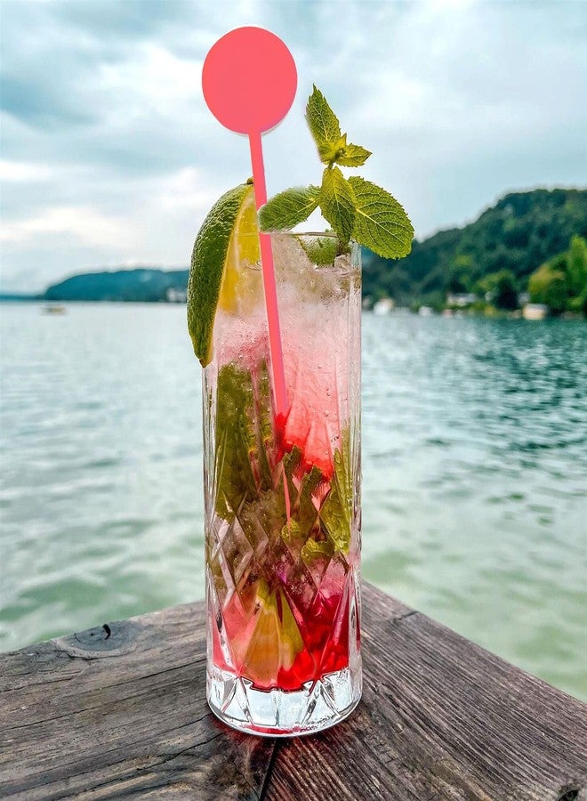 FOYARA 100 Pcs 7 Inches Cocktail Swizzle Stick - Disc Top Drink Stirrers Plastic Bar Drinks Mixing Rod for Coffee Whiskey Beverage (Red) - Image 4