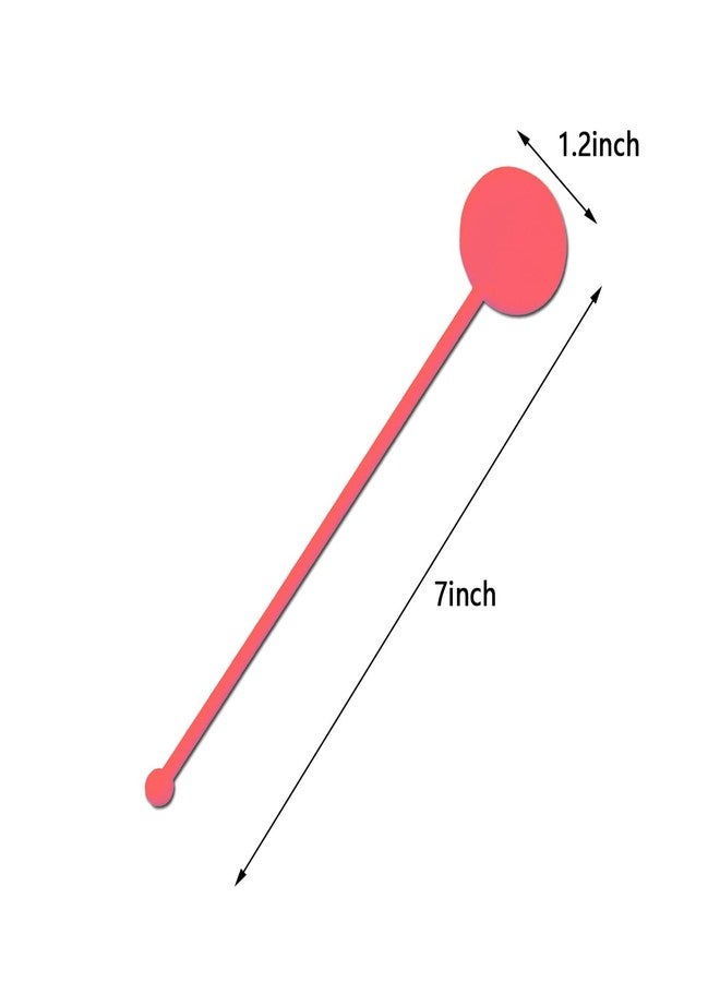 FOYARA 100 Pcs 7 Inches Cocktail Swizzle Stick - Disc Top Drink Stirrers Plastic Bar Drinks Mixing Rod for Coffee Whiskey Beverage (Red) - Image 5