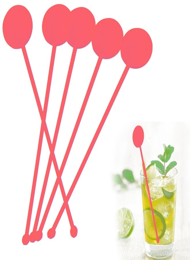 FOYARA 100 Pcs 7 Inches Cocktail Swizzle Stick - Disc Top Drink Stirrers Plastic Bar Drinks Mixing Rod for Coffee Whiskey Beverage (Red) - Image 1