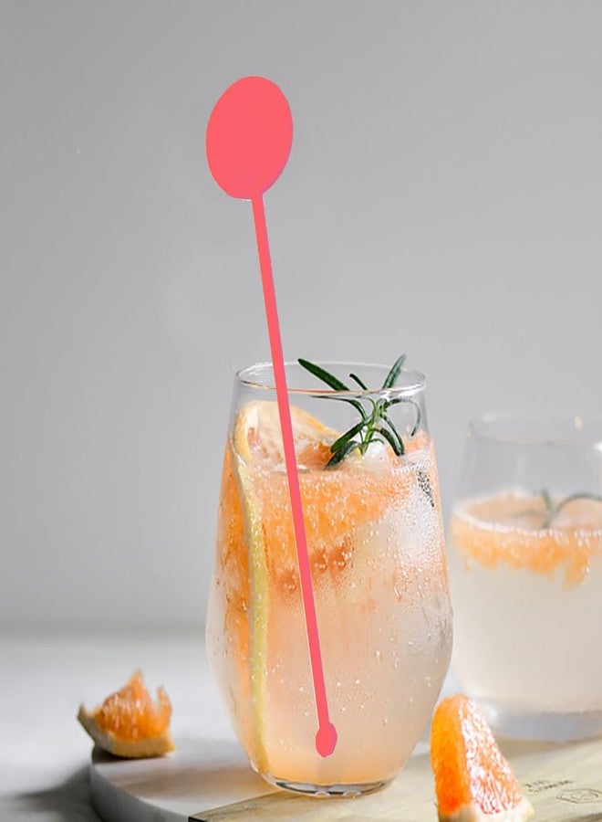 FOYARA 100 Pcs 7 Inches Cocktail Swizzle Stick - Disc Top Drink Stirrers Plastic Bar Drinks Mixing Rod for Coffee Whiskey Beverage (Red) - Image 2