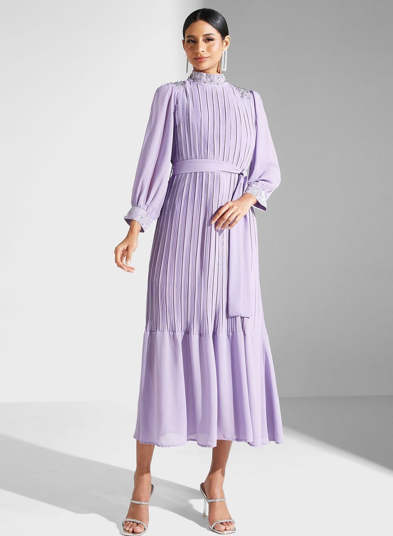 Khizana Pleated Mockneck Dress  - Image 4