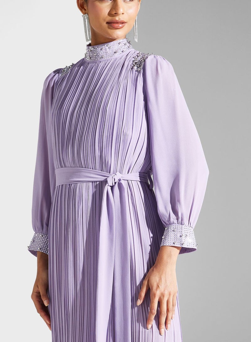Khizana Pleated Mockneck Dress  - Image 3