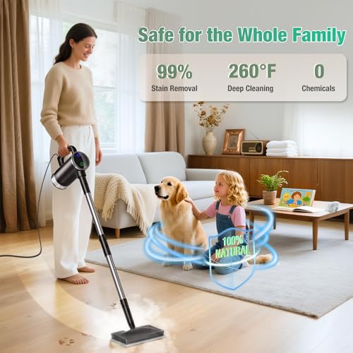 FODFINU 11-in-1 Steam Mop - Detachable Handheld Steam Cleaner with 380mL Tank, 260℉ Floor Steamer for Hardwood, Tile, Grout, Windows, Bath & Kitchen - 3-Level Steam Control, Multi-Purpose Floor Steam Cleaner - Image 2