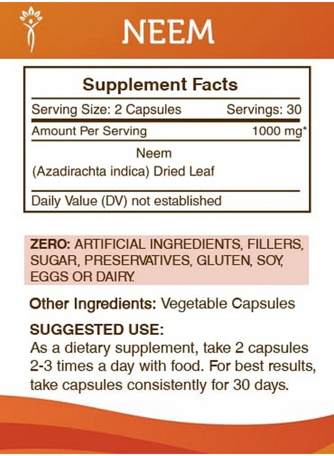 Secrets of the Tribe Neem 60 Capsules, Made with Vegetable Capsules and Neem Azadirachta Indica Cleansing and Body Detoxification (60 Capsules) - Image 3