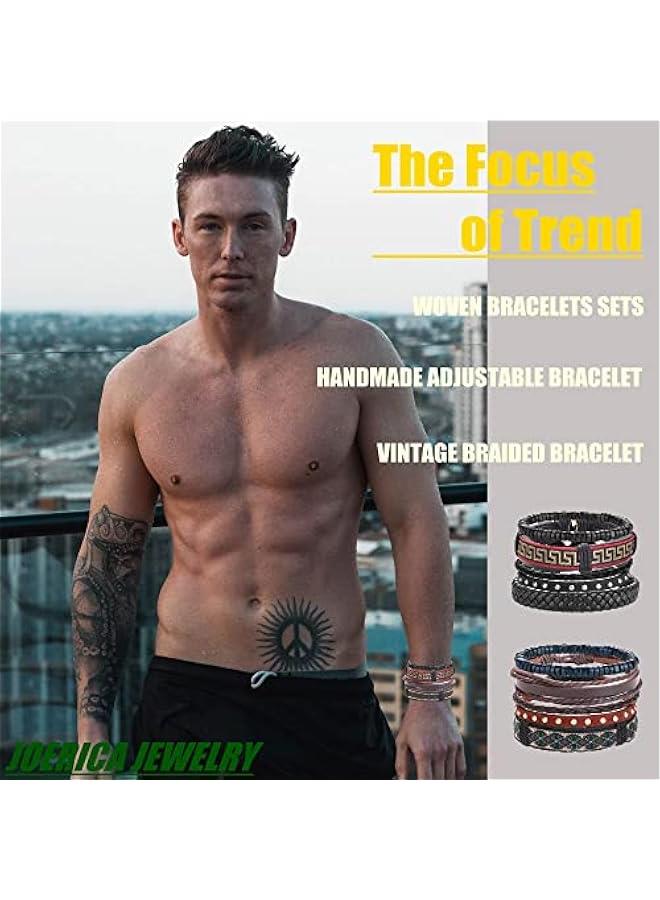 Arabest 32-35 Pcs Braided Bracelet for Women Men Woven Leather Wristbands Boho Ethnic Style Tribal Linen Hemp Cords Wrap Bracelets Set Handmade String Jewelry - Image 2