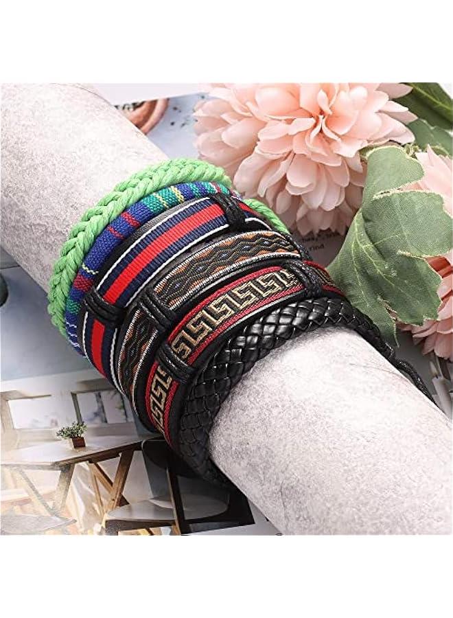 Arabest 32-35 Pcs Braided Bracelet for Women Men Woven Leather Wristbands Boho Ethnic Style Tribal Linen Hemp Cords Wrap Bracelets Set Handmade String Jewelry - Image 4