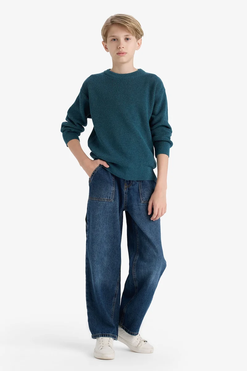 ديفاكتو Boy Regular Fit Crew Neck Pullover
