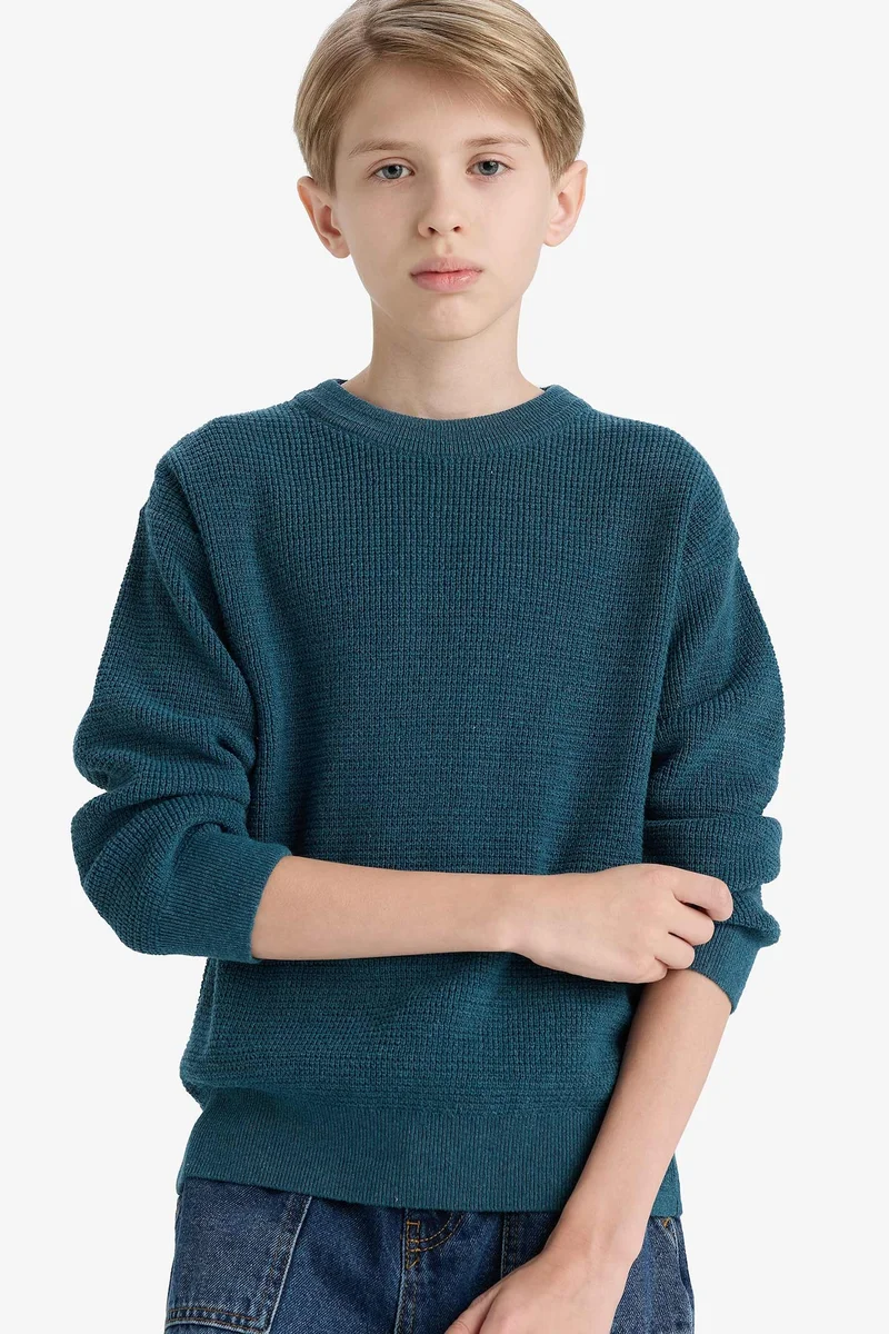 ديفاكتو Boy Regular Fit Crew Neck Pullover