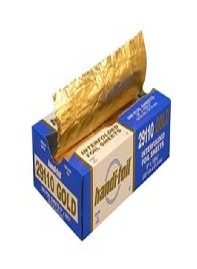 Handi-Foil 29110 Gold Interfolded Aluminum Foil Pop-Up Sheets, 9" x 10.75", Box of 200 Sheets