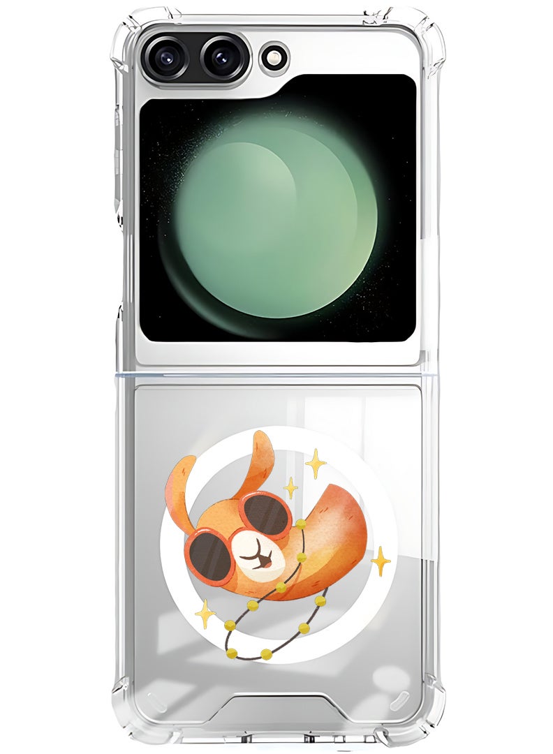 Theodor Magnetic Case for Samsung Galaxy Z Flip 5 Compatible with MagSafe Wireless Charging, Shockproof Phone Bumper Cover Camel wearing goggles - Image 1