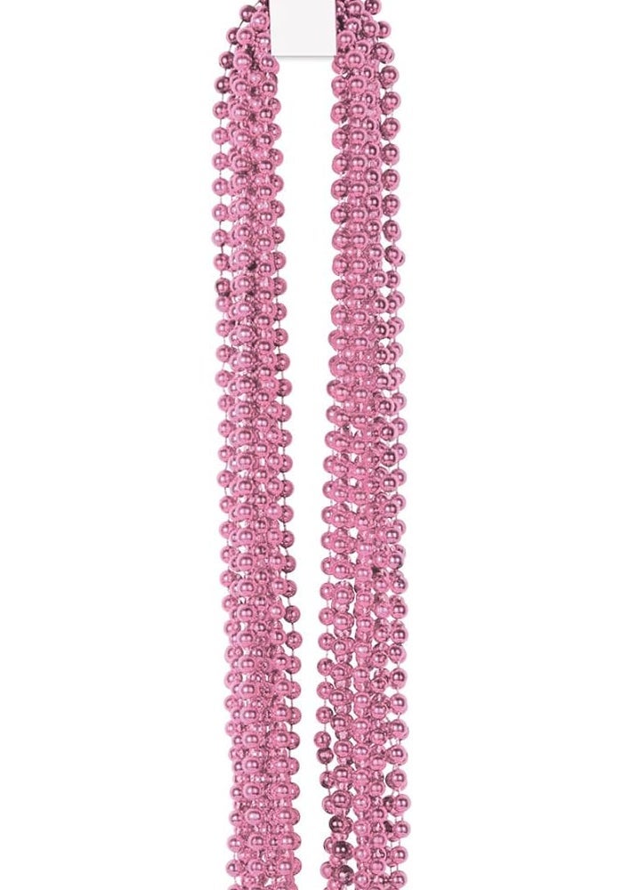 Beistle 12-Pack Pink Small Round Metallic Plastic Party Beads - 7mm x 33" Necklaces for Mardi Gras and Baby Showers - Image 5