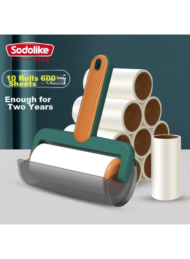 Sodolike 10-roll Toilet Paper, 600 Sheets, Lint Roller, Pull-out Dusting Roller, Pet Hair Brush, Fur Remover - Image 1