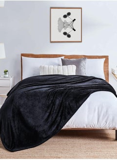 Donetella Fleece Blanket Single Size(170 X 200 CM) Super Soft Throw Blanket With 300 GSM Best Lightweight Warm Plush Throws For Bed, Sofa,Couch And Camping,Black  - Image 1