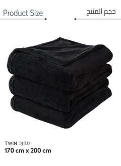 Donetella Fleece Blanket Single Size(170 X 200 CM) Super Soft Throw Blanket With 300 GSM Best Lightweight Warm Plush Throws For Bed, Sofa,Couch And Camping,Black  - Image 3