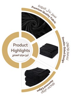 Donetella Fleece Blanket Single Size(170 X 200 CM) Super Soft Throw Blanket With 300 GSM Best Lightweight Warm Plush Throws For Bed, Sofa,Couch And Camping,Black  - Image 4