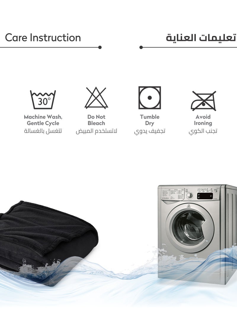 Donetella - Fleece Blanket Single Size(170 X 200 CM) Super Soft Throw Blanket With 300 GSM Best Lightweight Warm Plush Throws For Bed, Sofa,Couch And Camping,Black - Image 1