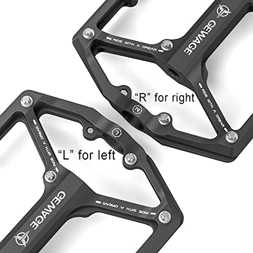 GEWAGE Road/Mountain Bike Pedals - 3 Bearings Bicycle Pedals - 9/16” CNC Machined Flat Pedals with Removable Anti-Skid Nails (Black) - Image 5
