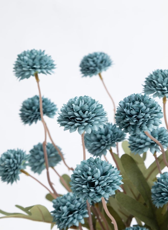 Laelfe 5pcs Dandelion Artificial Flowers Bridal Bouquet Wedding Home Party Decor (Dusty Blue) - Image 3