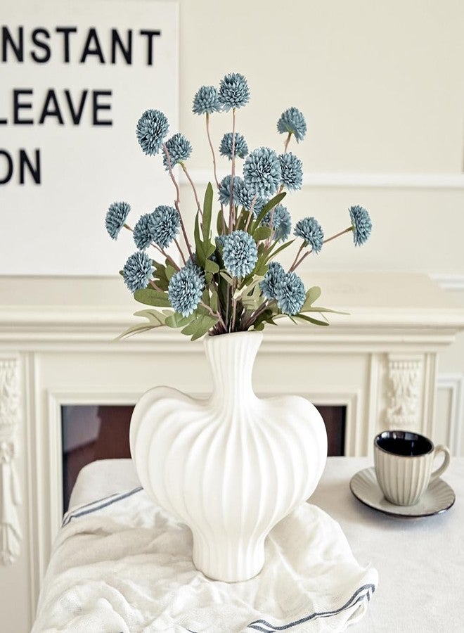 Laelfe 5pcs Dandelion Artificial Flowers Bridal Bouquet Wedding Home Party Decor (Dusty Blue) - Image 5