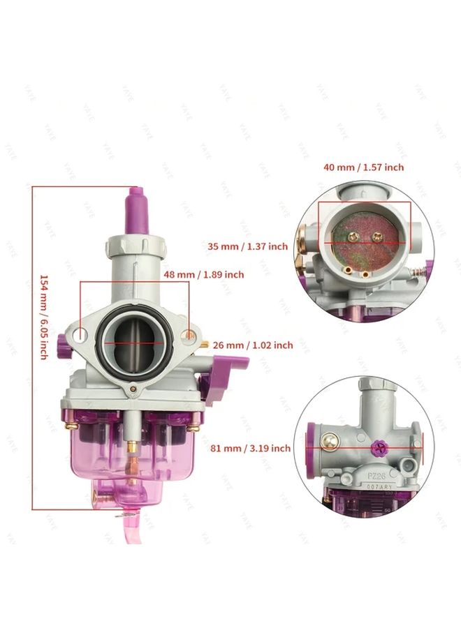 PZ26 Carburetor 26mm 125cc Motorcycle Carb White Fit For CG125 Scooters Motorbikes Compatible With 125cc Engines Easy Installation And Tuning Durable Fuel Efficiency And Power Retro Motorcycle Carburetor - Image 2