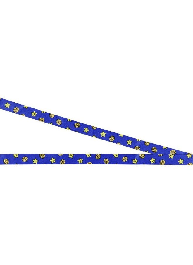 Bioworld - Super Mario Star And Mario Logo Reversible Breakaway Keychain Lanyard Id Holder Rubber Mario Charm And Sticker - Image 1