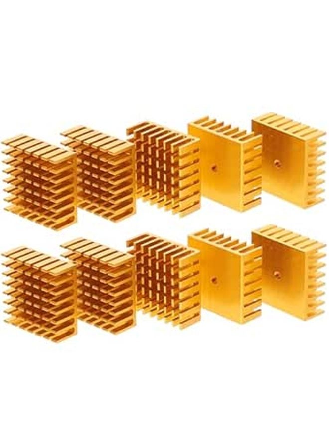 10pcs Aluminum Heat Sink 28x28x11mm Gold for IC CPU GPU Cooling Laptop Electronics - Image 1