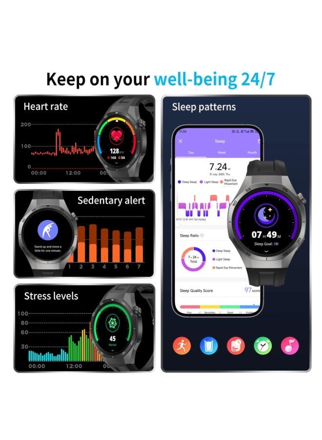 G-Tab GTR5 Smartwatch With 1.43 Inch AMOLED Display With 3 ATM Waterproof and Magnetic Charging Cable Designed for Ladies and Gents Silver - Image 4