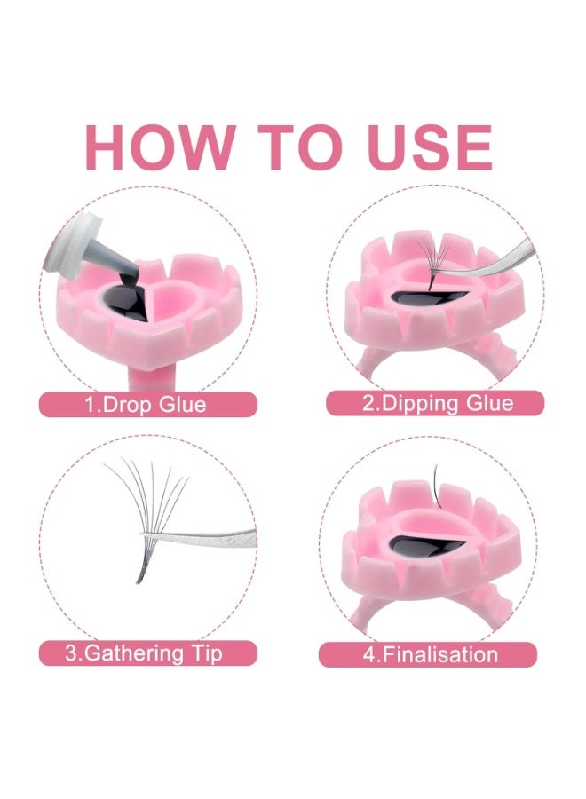 هونج كونج حلقات لاصق قابلة للاستخدام لمرة واحدة – 100 قطعة بشكل قلب، حوامل أصابع لتثبيت أكواب اللصق لتمديد الرموش وصبغات التاتو - Image 2