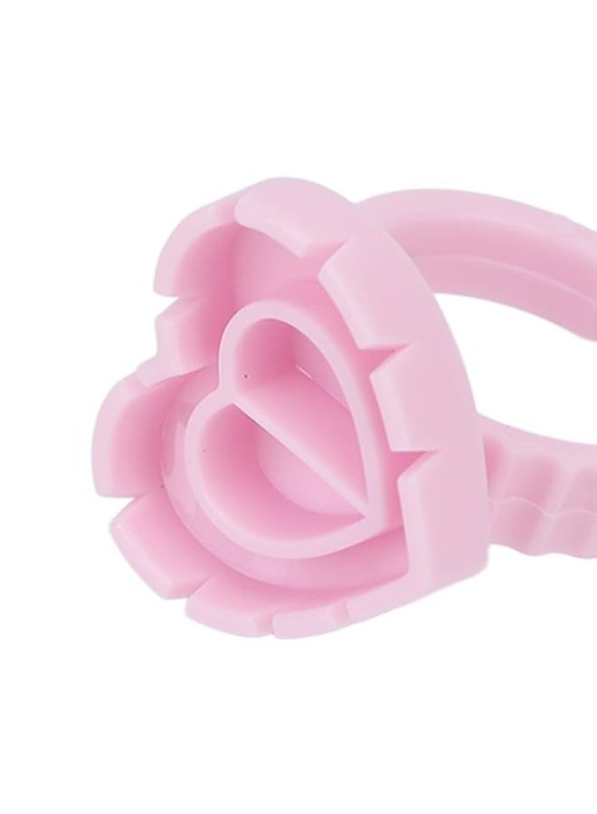 هونج كونج حلقات لاصق قابلة للاستخدام لمرة واحدة – 100 قطعة بشكل قلب، حوامل أصابع لتثبيت أكواب اللصق لتمديد الرموش وصبغات التاتو - Image 3