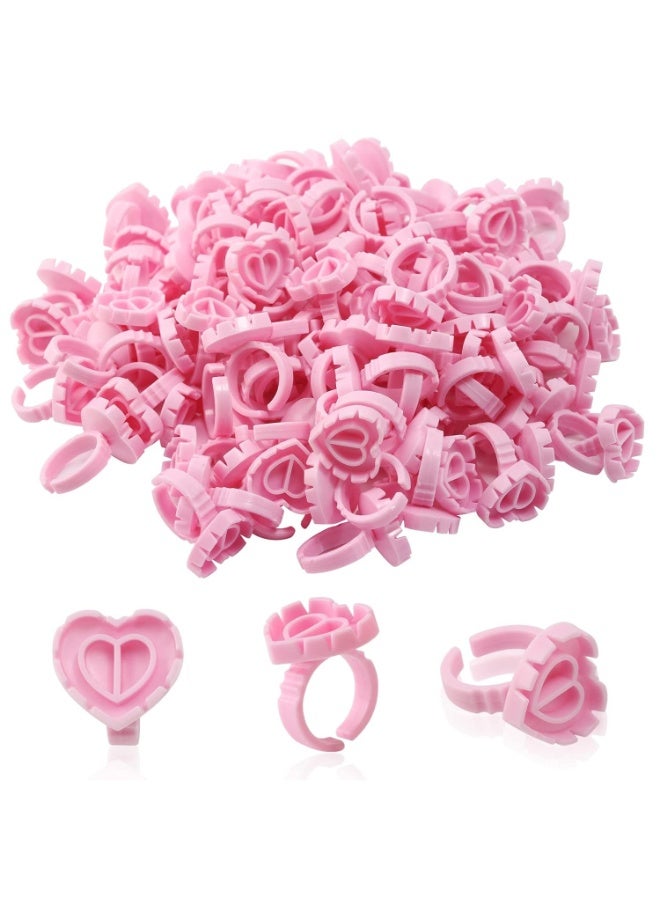 هونج كونج حلقات لاصق قابلة للاستخدام لمرة واحدة – 100 قطعة بشكل قلب، حوامل أصابع لتثبيت أكواب اللصق لتمديد الرموش وصبغات التاتو - Image 4