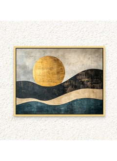 Art Decor Art Decor Framed Canvas Wall Art of Japandi Blue and Gold Mountain Landscape Art Print Wall Decor for Home Office Living Room Bedroom Gifting  - Image 1