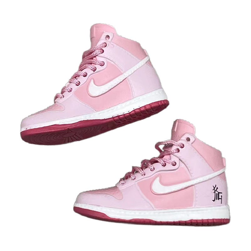 dunk series nude shoes a pair of wholesale 3D hollow bjd shoes sneakers model aj keychain dunk high top cherry powder (pair of nude shoes)