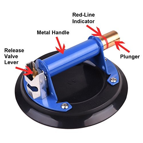 IMT 8" Metal Suction Cup for Glass, Vacuum Pump Suction Cups to Lift Large Glass, with Metal Handle and Brass Pump, 265lbs Load Capacity - Image 2