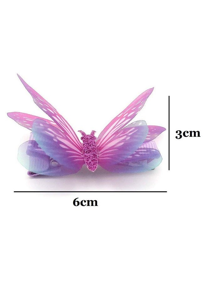 Liasun Liasun 6Pcs/pack 3D Colorful Organza Butterfly Hair Clips - Chiffon Fairy Wings - Ribbon Wrapped Clips 0.4Inch Barrettes Hair Accessories For Women and Girls(Multicolor2)  - Image 5