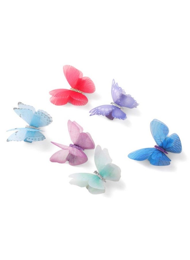 Liasun Liasun 6Pcs/pack 3D Colorful Organza Butterfly Hair Clips - Chiffon Fairy Wings - Ribbon Wrapped Clips 0.4Inch Barrettes Hair Accessories For Women and Girls(Multicolor2)  - Image 2