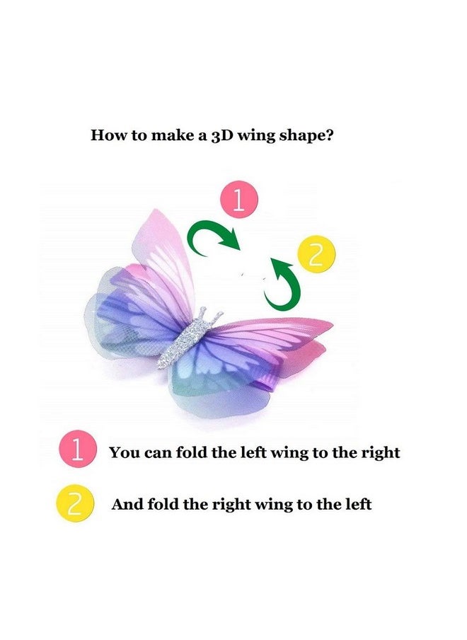 Liasun Liasun 6Pcs/pack 3D Colorful Organza Butterfly Hair Clips - Chiffon Fairy Wings - Ribbon Wrapped Clips 0.4Inch Barrettes Hair Accessories For Women and Girls(Multicolor2)  - Image 4