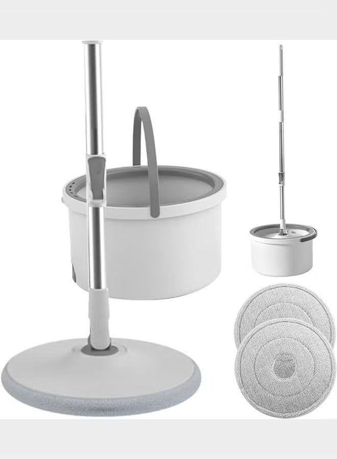 Spin Mop and Bucket Set with 2 Mop Head Telescopic Easy Press Spinning Mop with 2.5L Bucket with Wringer Separate Clean and Dirty Water Floor Mops for Home Cleaning Mops Bucket Sets  - Image 1