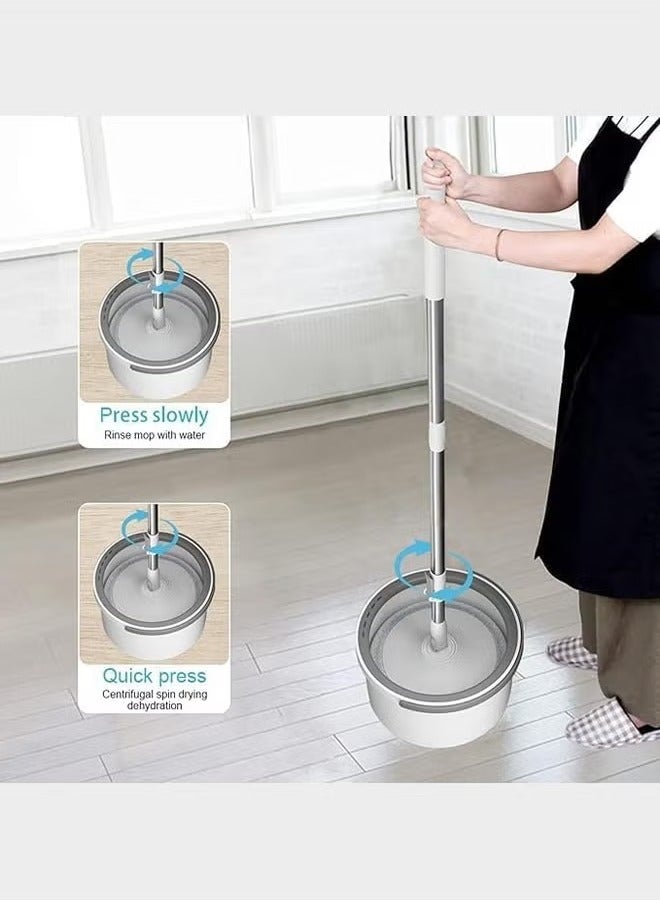 Spin Mop and Bucket Set with 2 Mop Head Telescopic Easy Press Spinning Mop with 2.5L Bucket with Wringer Separate Clean and Dirty Water Floor Mops for Home Cleaning Mops Bucket Sets  - Image 2