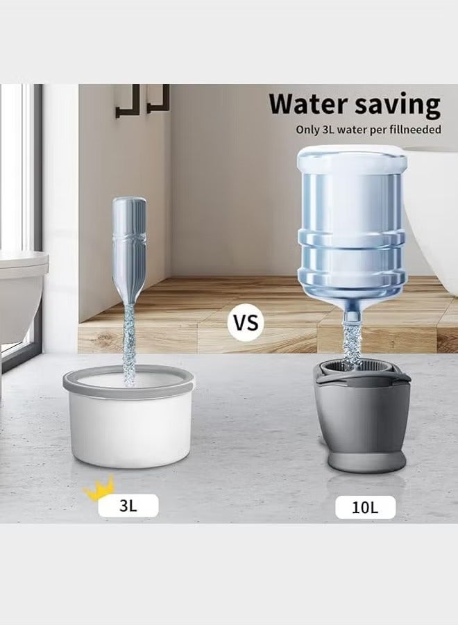Spin Mop and Bucket Set with 2 Mop Head Telescopic Easy Press Spinning Mop with 2.5L Bucket with Wringer Separate Clean and Dirty Water Floor Mops for Home Cleaning Mops Bucket Sets  - Image 3