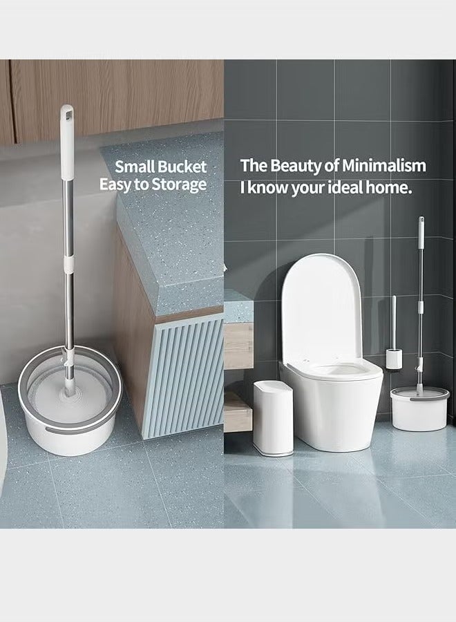 Spin Mop and Bucket Set with 2 Mop Head Telescopic Easy Press Spinning Mop with 2.5L Bucket with Wringer Separate Clean and Dirty Water Floor Mops for Home Cleaning Mops Bucket Sets  - Image 4