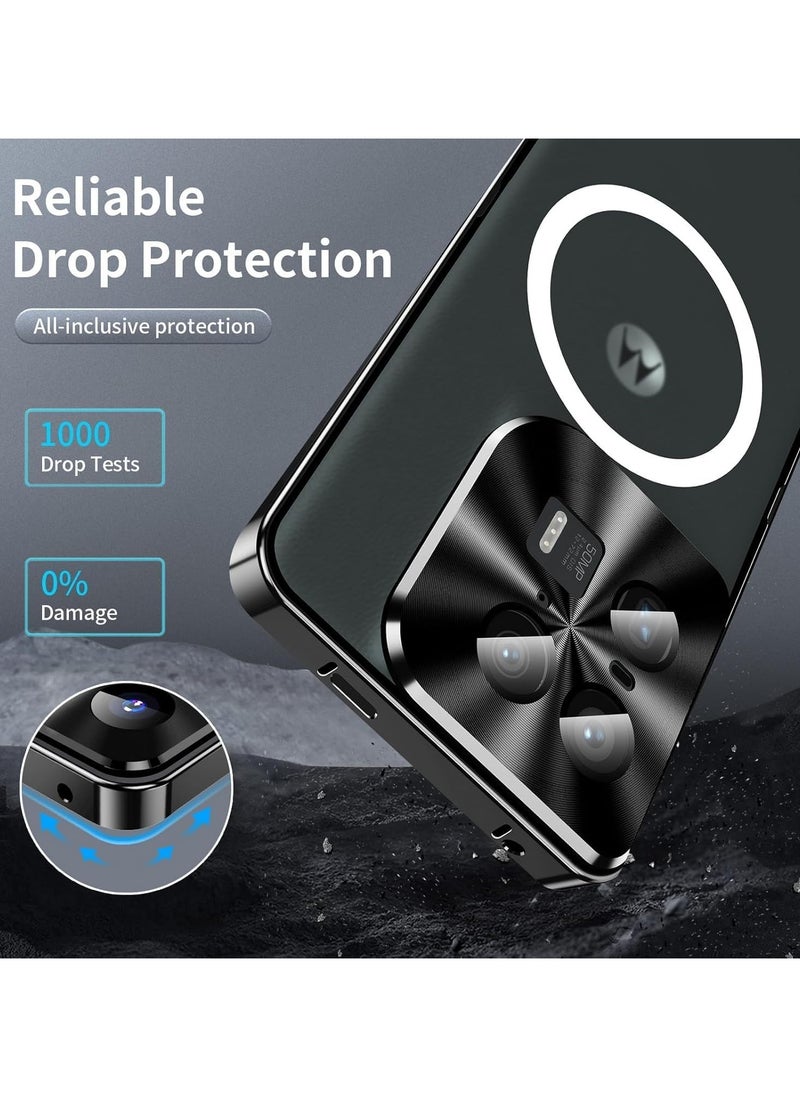 جنرال - غطاء معدني مغناطيسي مصمم لجهاز Motorola Edge 50 Ultra (2024)، يأتي مع إطار معدني وغطاء خلفي frosted من مادة PC المقاومة للصدمات، يدعم الشحن اللاسلكي المغناطيسي. - Image 1