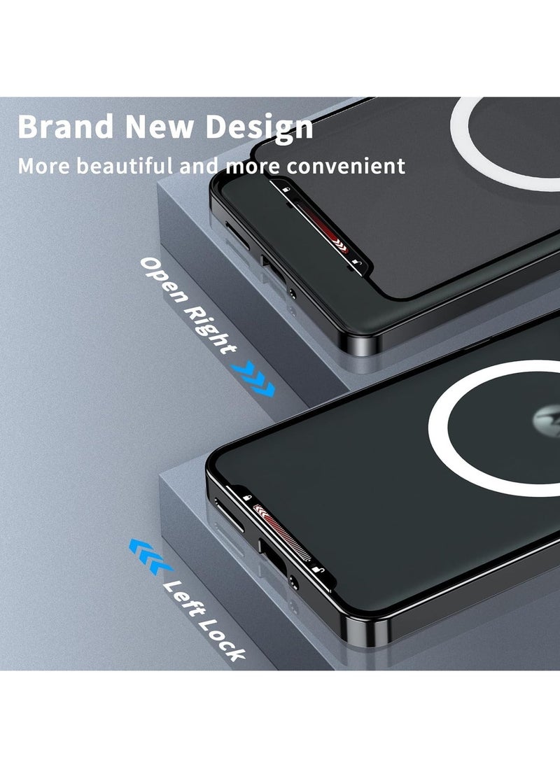 جنرال - غطاء معدني مغناطيسي مصمم لجهاز Motorola Edge 50 Ultra (2024)، يأتي مع إطار معدني وغطاء خلفي frosted من مادة PC المقاومة للصدمات، يدعم الشحن اللاسلكي المغناطيسي. - Image 1