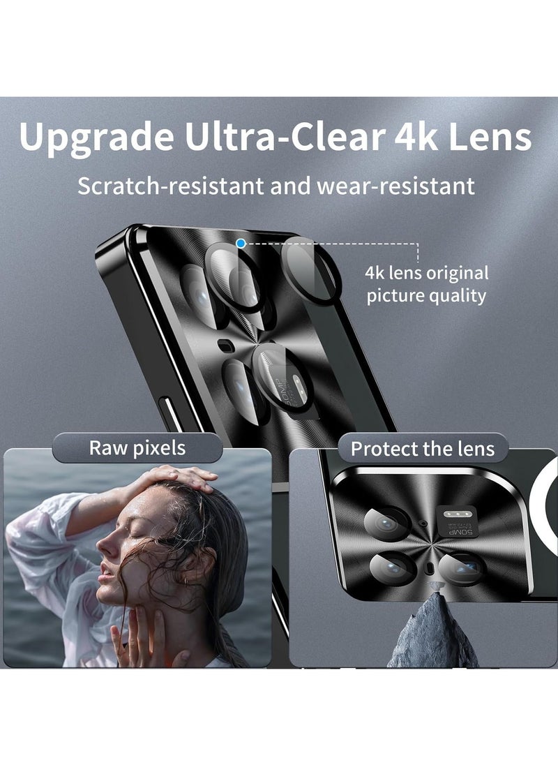 جنرال - غطاء معدني مغناطيسي مصمم لجهاز Motorola Edge 50 Ultra (2024)، يأتي مع إطار معدني وغطاء خلفي frosted من مادة PC المقاومة للصدمات، يدعم الشحن اللاسلكي المغناطيسي. - Image 1