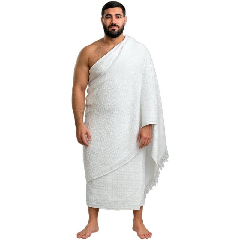 Ihram Soft Towel Set 1200 Gram White, 100% pure cotton 110 x 210 Centimetres, 2 Piece, for Hajj and Umrah, إحرام المروة ناعم - صنع في المدينة المنورة - Image 4