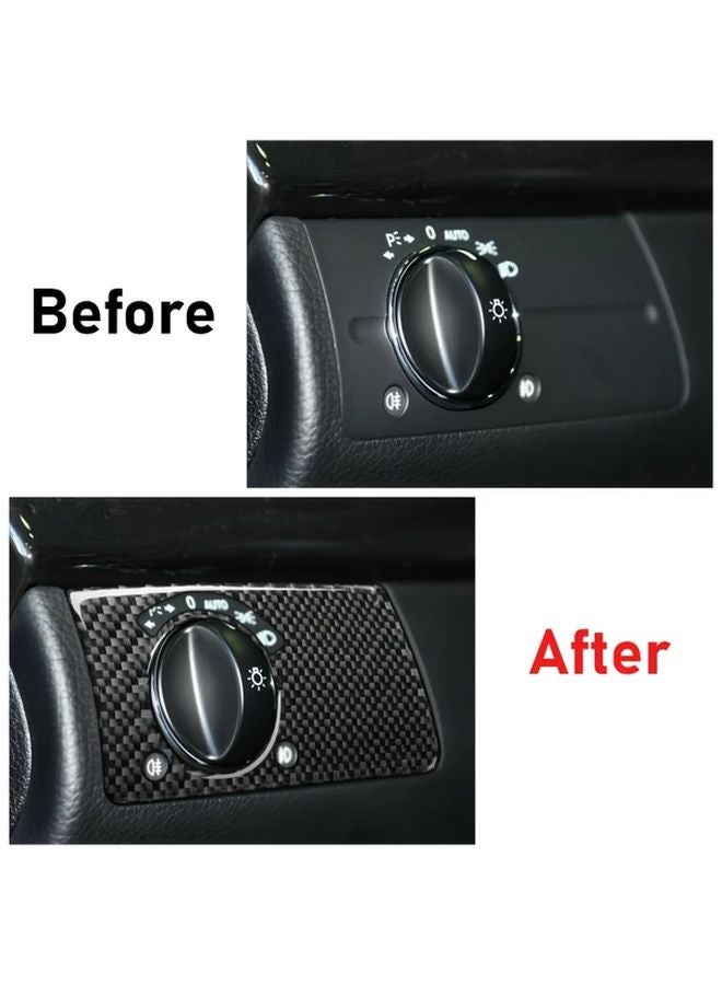 Carbon Fiber Sticker For Mercedes Benz E Class W211 Auto Headlight Switch Frame Cover Trim Black - Image 3